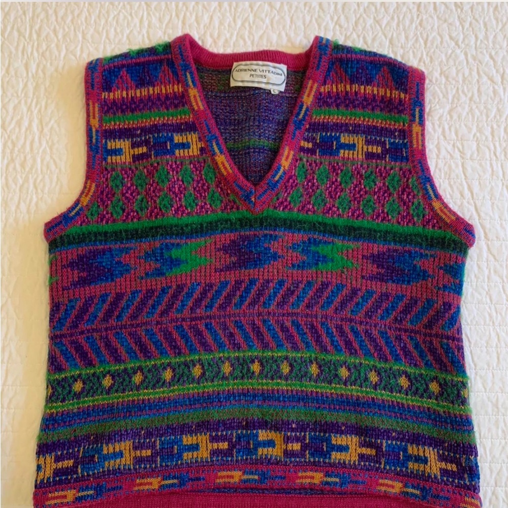 Multi-coloured vintage knitted sweater vest knitwear